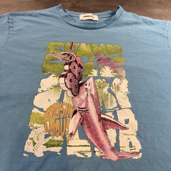 AMBUSH 88Rising Shirt Adult Medium Baby Blue Shark Summer‎ 2022 Joji Niki Music
